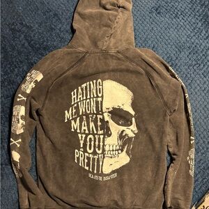 Black skull beautiful disaster hoodie